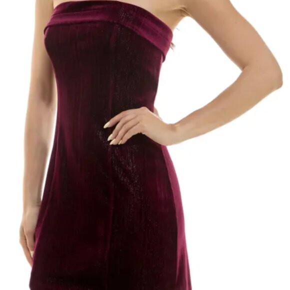 Urban Social Velvet Strapless Minidress In Bordeaux NWT - Picture 3 of 3
